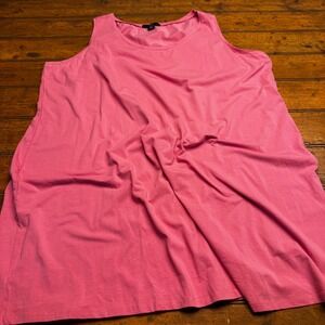 Ellos Womens Plus Size 1X 22/24 Pink Sleeveless Scoop Neck Jersey Knit Tank Top